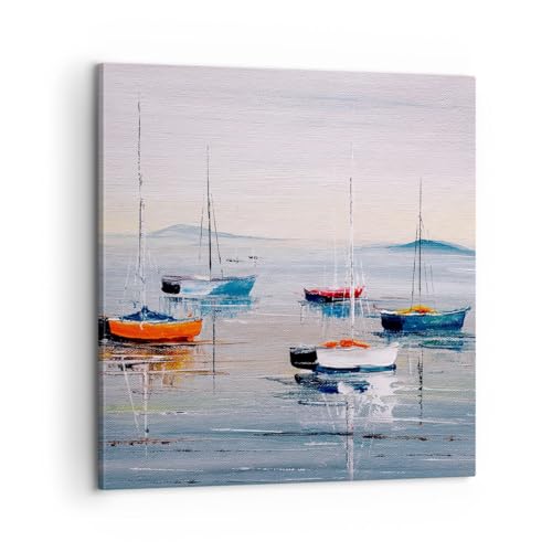 Toile Nautique Voiliers Moderne pour Remplacer un Cadre Vide et Égayer une Chambre