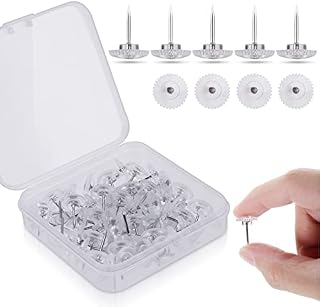 ASTER 50 Pieces Transparent Push Pins Plastic Gear Thumb Tacks Stainless Steel Point Pushpins Drawing Pins Tacks Paper Fasteners for Cork Board Wall Bulletin Board