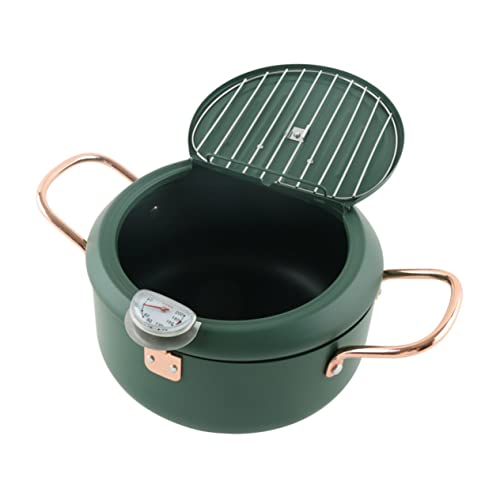 GLEAVI Non-stick Japanese Fry Pot Temperature Measuring Deep Fryer Pan Mini Frying Pot Drainage for Tempura Deep