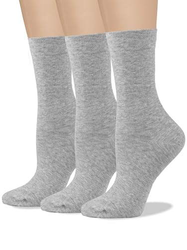 COTTON DAY Womens Soft Combed Cotton Dress Socks Seamless Toe (Lt.Gray SM)
