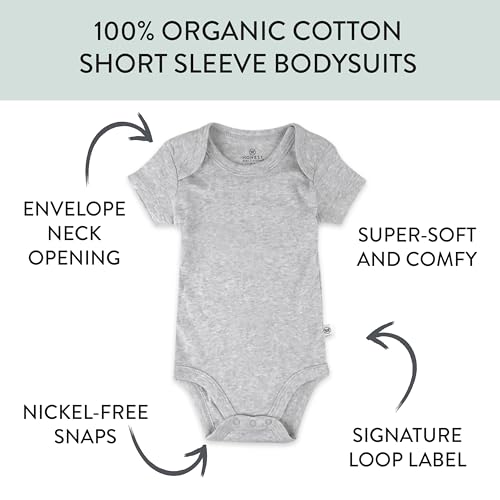Image of HonestBaby unisex-baby Organic Cotton Short Sleeve Bodysuits Multipack