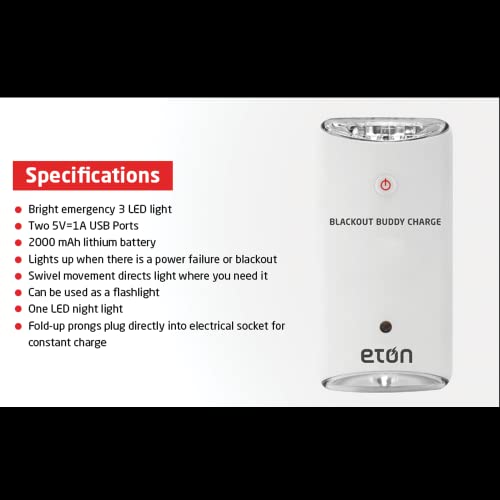 Eton American Red Cross Blackout Buddy Charge Emergency Led Flashlight & Phone Charger #TOP2