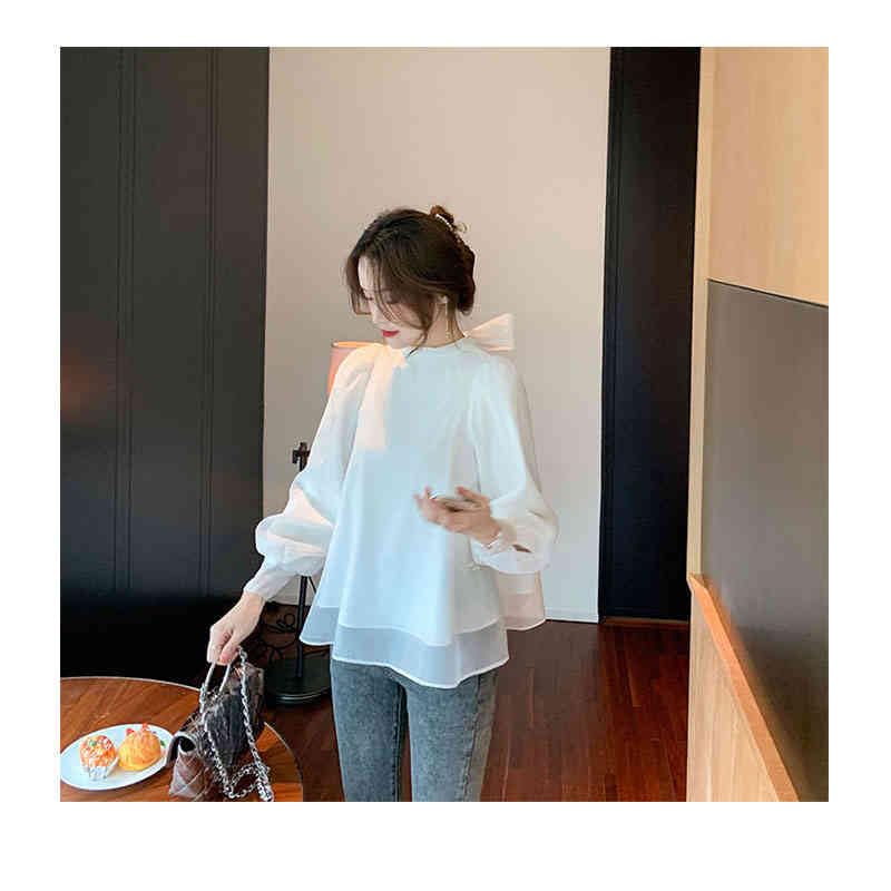 yori パフスリーブブラウス 38 バックリボン 長袖 ヨリ yori セレモニーリボンパフブラウス 長袖 ボウタイ 38 白