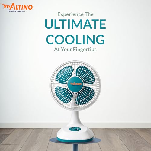Image of Altino Premuim Powerful Oscillation Table Fan for Home & Office| High Air Delivery| Anti-Dust Decorative Star Rated Table Fan | 3 Speeds | Easy to Clean, 1 Yr Warranty (Green, 12 Inch)