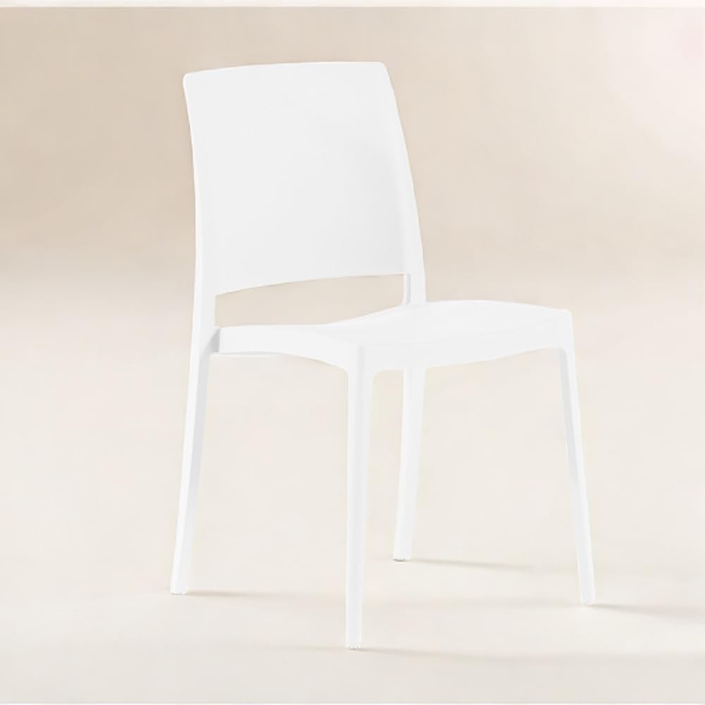 SIEDITI FUORI E DENTRO Sillas jardín de Resina con Fibra de Vidrio para Exterior, terraza o Interior, sillas apilables de diseño y Resistentes - Maria (6 Sillas, Blanco)