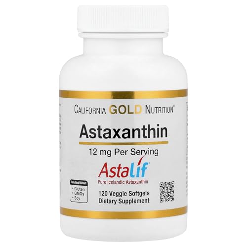 California Gold Nutrition Astaxanthin Antioxidant Carotenoid AstaLif Pure Icelandic Biologically Active 99% Isomer 12 mg 120 Veggie Softgels
