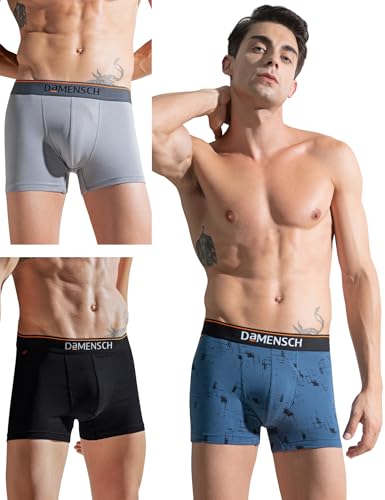 Image of DAMENSCH Deo-Cotton Printed Underwear for Men Combo Breathable Inner for Men Cotton Trunks for Men Pack No-Marks Waistband Mens Underwear Moisture Wicking Underwear Pack of 3