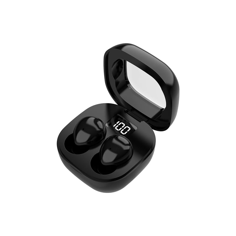 GreatQIQI Mini Sleep Earbuds for Side Sleepers, Comfortable Fit Ultra-Light Bluetooth 5.4 Invisible Sleep Headphones, LED Display Portable Case Small Earphones for Sleep Work Sports (Black)