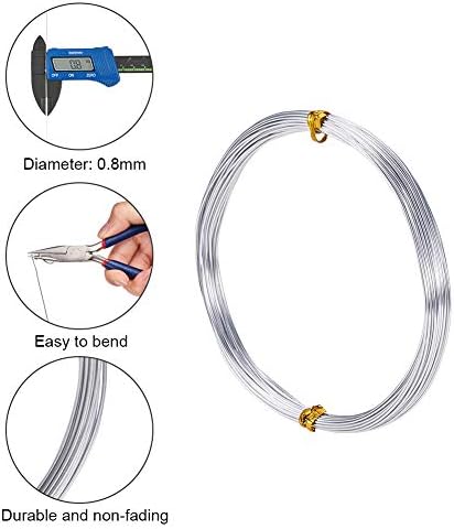 PandaHall 0.8mm*10m Aluminum Craft Wire, Silver Modelling Jewllery Wire, Soft Metal Craft Wire, Bendy Wire for DIY Sculpture Jewellery Making Wire Weaving and Wrapping