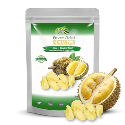 CHAVI Freeze Dried Durian Chunks (2 Oz) - Real Monthong King of Fruits Crispy Snack - Authentic Exotic Asian Fruit, No Sugar Added, Naturally Non-GMO, Vegan, Gluten-Free