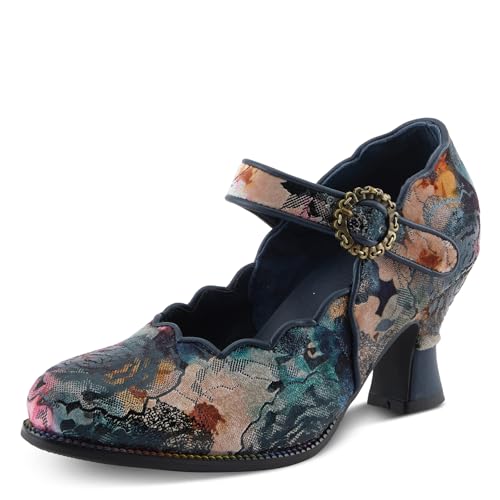 Spring Step LArtiste Adodora-Prit Mary Jane Pumps | Baroque-Inspired Velvet & Leather Heels NAVY MULTI EU 40 / US 9