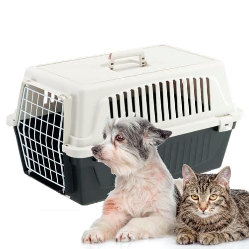 Ferplast Trasportino Gatto, Trasportino Cane Taglia Piccola, Cani e Gatti fino a 8 Kg, Porta in Ferro Plastificato, Fessure di aerazione, 37 x 58 x h 32 cm, ATLAS 20 EL Trasportino Rigido, Nero