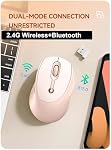 Wireless Bluetooth Mouse with Battery Display Indicator, Cute Rechargeable Beige Silent Ergonomic Portable USB Optical Cordless Mice for PC Laptop Computer Tablet Mac MacBook Pro Kids Girls Women Gift
