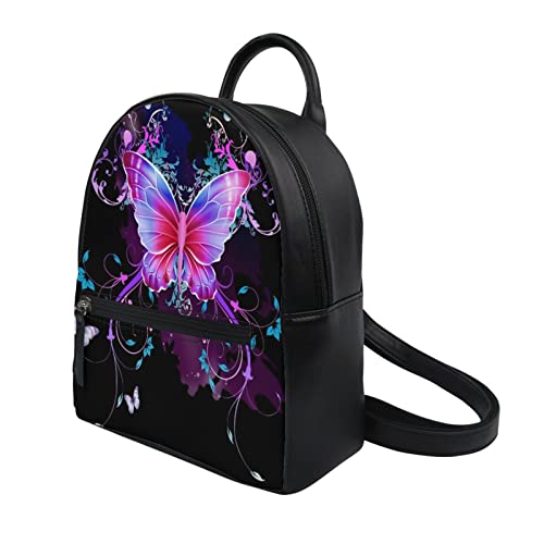 Showudesigns Purple Butterfly Stuff Purse For Women Mini Backpack Boho Shoulder Bag Casual Daypack Gifts Teen Girls School Bag Satchel For Travel Beach Shopping #TOP1