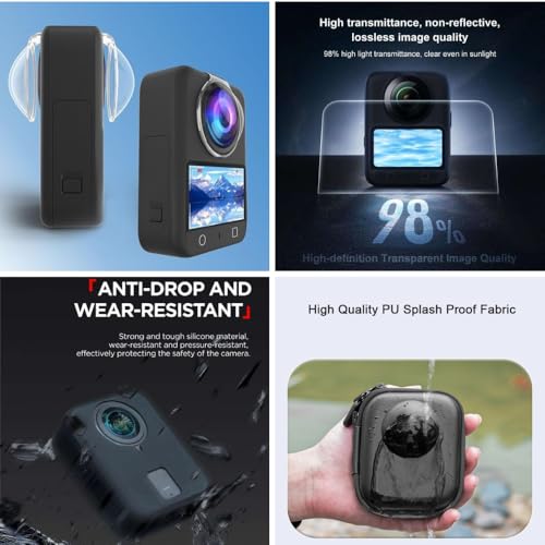 Image of Yantralay Combo Kit Compatible with D JI Os mo Action 360 Camera with Screen Guard, Lens Guard, Silicone Case & PU Protective Cover for Complete Camera Protection
