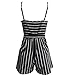OUMAL Women Cute Striped Romper Backless V Neck Spaghetti Strap Boho Summer Jumpsuit with Belt,Black-white Stripe,Small