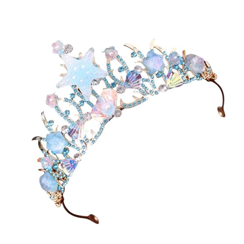 Eye-Catching Rhinestones Bridal Hairband Starfishes Bride Stylish Crowns for Wedding Party Starfishes Crown