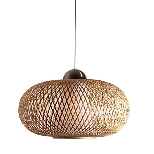 Taimowei Chinese Bamboo Chandelier Light Fixture Household Lamp With Natural Bamboo Lampshade E27 Height Adjustable Ceiling Light Living Room Dining Room Lamp/Diameter 35Cm #TOP23