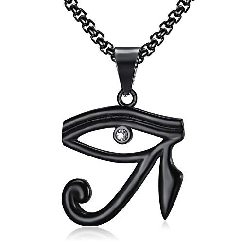 Cadena de 61 cm con amuleto de ojo de Horus de Egipto y acero dorado inoxidable