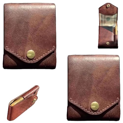 Multifunctional Handmade Leather Wallet for Men, Vintage Handmade Leather Wallet, Multifunctional Compact Trifold Wallet with Pen Slot, Leathers Business Card Holder Compact Wallet, Daily Carry(2PCS)