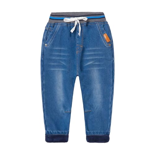 Mud Kingdom Little Boys Winter Jeans Fleece Lining Pants 4T Blue
