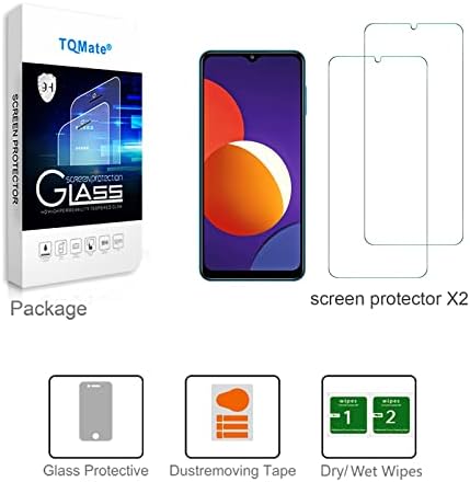 TQmate 2Pack Screen Protector Compatible for Samsung Galaxy M12, Tempered Glass, Anti Scratch, 9H Hardness, Easy to install film