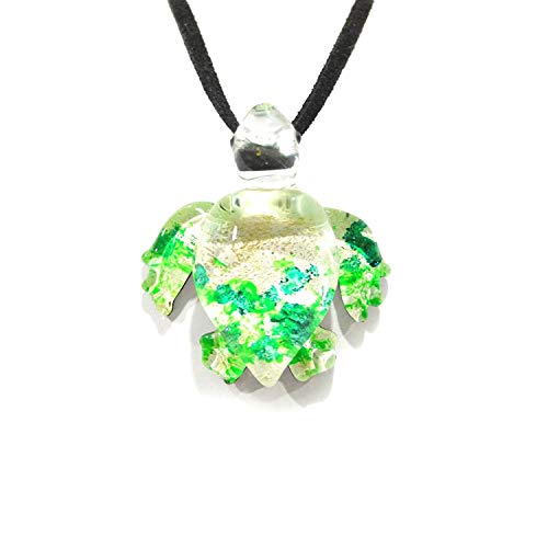 Handmade Green Sea Turtle Art Glass Blown Sea Animal Figurine Pendant Necklace Jewelry - Model Y2016 #TOP1