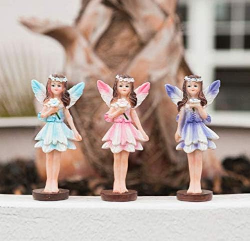 garden mile Set of 3 Miniature Garden Fairy Ornaments Small Pixies Fairies Decor Woodland Figures Flower Girls Lawn Rockery Flower Bed Plant Pot Decor Ornamental Decorations