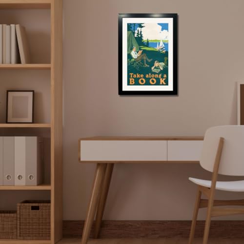 Image of Kagaz Kala - Motivational Funny Quotes - Book Readers Quotes Framed Wall Art Prints Painting Posters - Digital Vintage Posters Print, A4 Synthetic Frame (Take along a book)