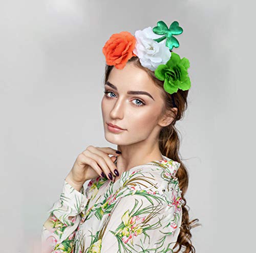 2 Pack St. Patricks Day Headband Shamrock Flower Headwear for Women Girls Hair Hoop Headpiece Irish Saint Patrick Party Favors - Thumbnail 2