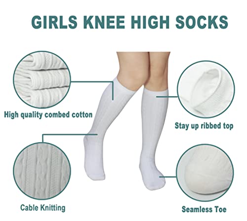 Girls‘ Knee High Socks,Kids School Uniform Long Socks for both Boys&Girls 3 Pack2