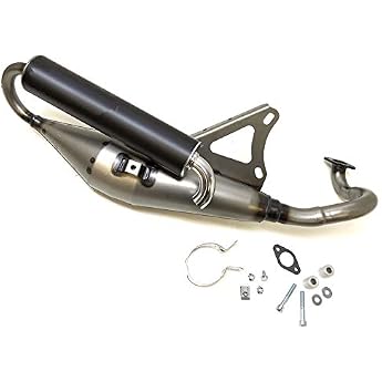 Sport Exhaust with E-mark Suitable for CPI Aragon Hussar Oliver Keeway RY6 RY8 Matrix Generic Spin Explorer Rivero GP Sachs Speedjet - Tuning Exhaust 50 cc Black Anodised