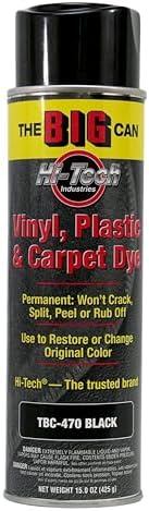 HI-TECH Big Can Black Spray Dye – 15oz Carpet, Vinyl, Fabric & Upholstery Restorer – Permanent Color, Won’t Crack, Peel, or Rub Off – Indoor/Outdoor Use