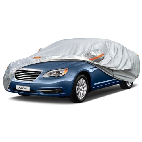 Kayme Sedan Car Cover Fit for Chrysler 200 (2011-2017) Automobiles All Weather Waterproof, Outdoor Cover Sun Rain Protection, with Lock and Zipper Doo