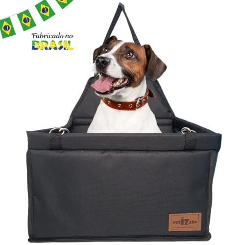 Cadeirinha de Transporte para Carro, Assento Pet até 15kg, 40x32x22cm, Preto, com Cinto de Segurança