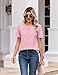 Zeagoo Womens Summer Tops V Neck Short Sleeve Shirts Dressy Casual Blouse Spring Vacation Tshirts Clothes Pink