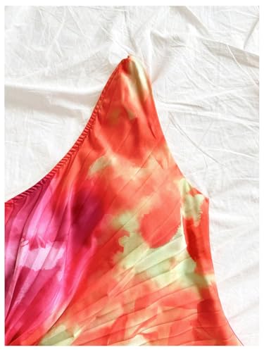 Floerns Women's Floral Sleeveless One Shoulder Drawstring Ruched Vacation A Line Dresses4