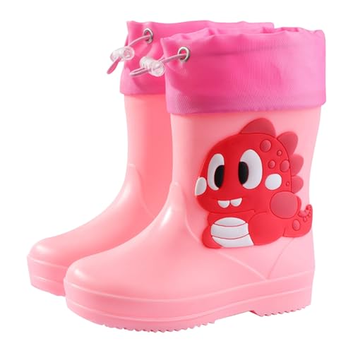Generisch 2026 Botas de lluvia para niños Colección infantil Botines de caña ajustables para actividades al aire libre Zapatos de juego cómodos para niños pequeños de entre dos nueve años, Rosa., 25