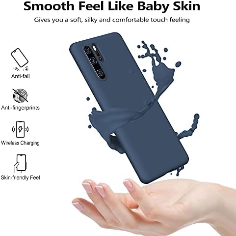 YATWIN Huawei P30 Pro Case with Screen Protector, Soft Liquid Silicone Phone Cover, Dustproof Shockproof, Wireless Charging Compatible, Full Body Armor for Huawei P30 Pro 6.47" Midnight Blue