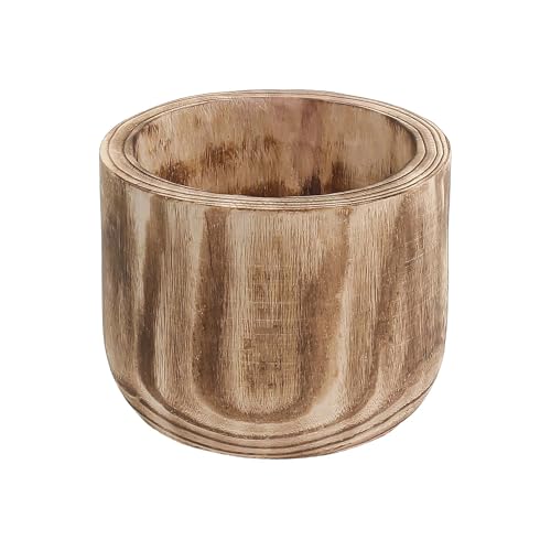 CYS EXCEL 8.25'' Burnt Finish Cylinder Planter Lightweight Natural Wood