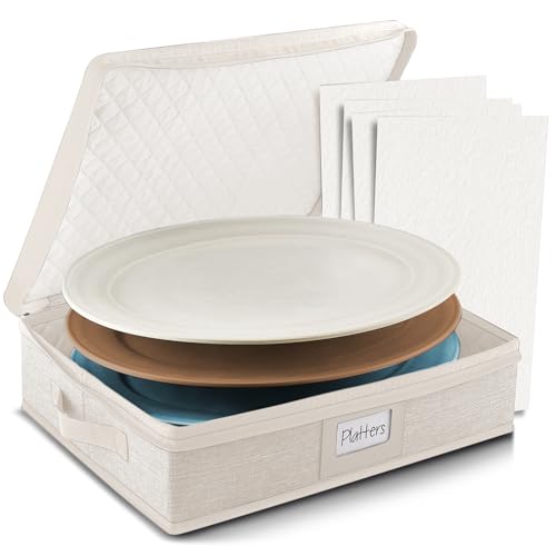 Image of Hearth & Harbor Platter Storage Cases, China Storage Containers, Cream