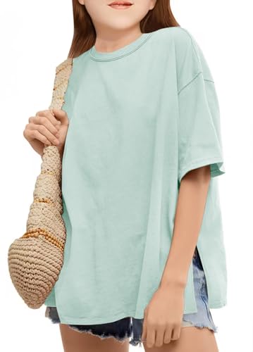 CharmWM Girls Fashion T Shirts Raw Hem Oversized Summer T...