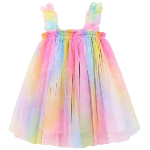 Image of BGFKS Layered Tulle Tutu Dress for Toddler Girls,Baby Girl Rainbow Tutu Princess Skirt Set with Flower Headband.