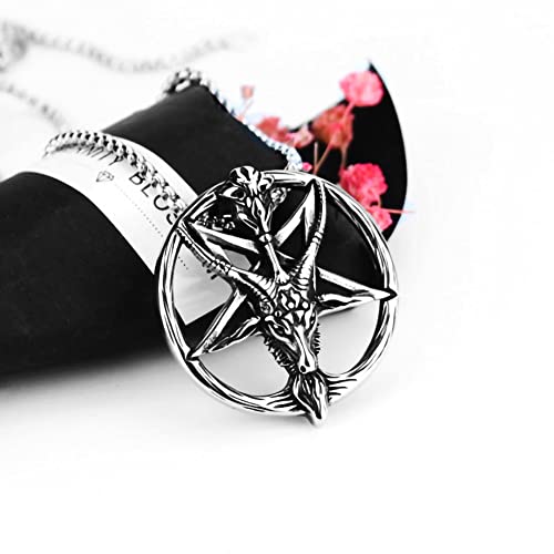 YWMAN Satan Goat Necklaces - Baphomet Inverted Pentacle Goat Head Pendant Necklaces for Men Women (S1) by YWMAN - Used condition - Image 5