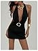 MakeMeChic Women's Y2K Deep V Neck Mini Dress Halter Open Back Summer Party Bodycon Dresses Black Medium