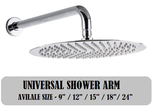 Image of JAGGER JAG203 Premium Grade Stainless Steel Square Shower Arm with Wall Flange (ROUND, 18 inch INCH)
