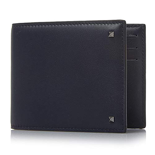 [ヴァレンティノ] [VALENTINO] メンズ ロックスタッズ 二つ折り財布 マネークリップ NAVY [並行輸入品]