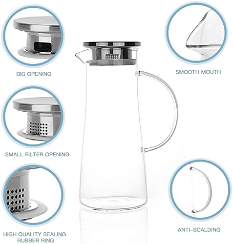Image of bellemax Premium Water and Juice Glasses Set of 6 and Borosilicate Glass Jug Set Combo,(6 PC Glasses 300ML and 1 Water Jug 1.8 Liter), Transparent, Glass and Jug Set for Dining Table (Traditional- B)
