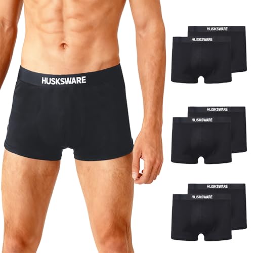 HUSKSWARE Boxershorts Herren 6er Pack, 180g Baumwolle Unterhosen Männer, Ohne Kratzenden Zettel, Atmungsaktive & Elastische Retroshorts, Klassische Herrenunterwäsche mit 3D Front
