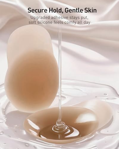 Image of Niidor Nipple Covers for Women with Lift Reusable Silicone Pasties Breast Petals Seamless Under Any Oufit for All Day Comfort
